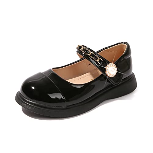 YOSICIL Mary Janes Schuhe Prinzessin Kinder Mädchen Schuhe Casual Ballerinas Flache Schuhe Schuluniform Schuhe Glitzer Hochzeit Freizeit Sandalen Festschuhe, Schwarz, 35 von YOSICIL