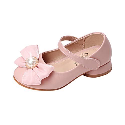 YOSICIL Prinzessin Mädchen Kinder Mary Jane Schuhe Brautjungfer Sandalen mit Schleife Perlen Glitzer für Freizeit Geburtstag Geschenk Hochzeit Sommer Casual Ballerina Abendschuhe, Rosa, 26 von YOSICIL