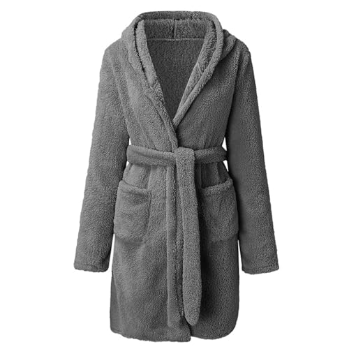 YOSUWOAI Bademantel Herren Kapuze Flanell Morgenmantel Winter Warm Dicke Loungewear mit Taschen Plüsch Schlafanzug Fleece Weich Bathrobe Flauschig Saunamantel Kuschelig Schlafoverall von YOSUWOAI