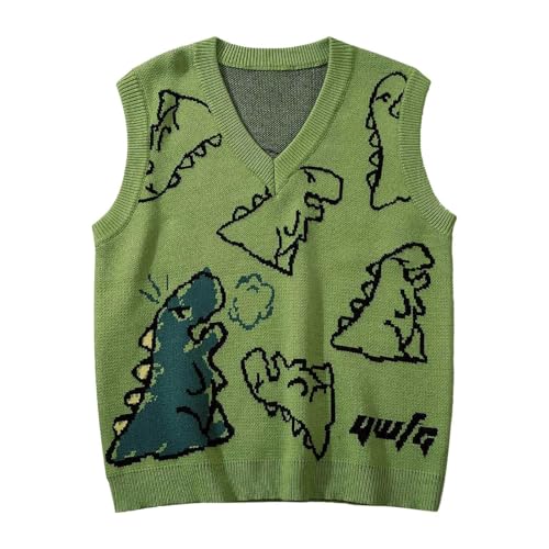YOSUWOAI Dinosaurier Motiv Vintage Strickwaren Gestrickt Ärmellose Pullunder V-Ausschnitt Strickpullover Westen Retro Pullover Strickweste für Herbst Frühling Winter Strick Tank Top YOSUWOAI Dinosaurier Motiv Vintage Strickwaren Gestrickt Ärmellose Pullunder V-Ausschnitt Strickpullover Westen Retro Pullover Strickweste für Herbst Frühling Winter Strick Tank Top von YOSUWOAI