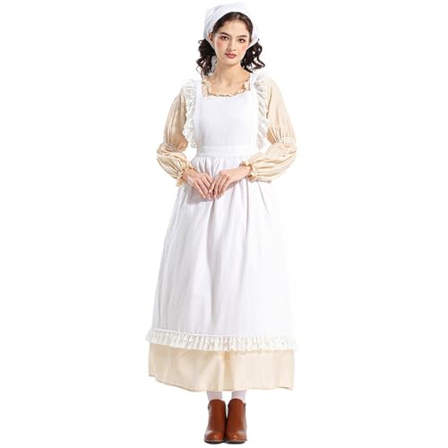 YOSUWOAI Frauen Präriekleid Kleid Erwachsene Historisches 19. Jahrhundert Kleid Mittelalter Renaissancekleid Langarm Damen Pioneer Prärie Blumenkleid Kostüm mit Schürze und Motorhaube YOSUWOAI Frauen Präriekleid Kleid Erwachsene Historisches 19. Jahrhundert Kleid Mittelalter Renaissancekleid Langarm Damen Pioneer Prärie Blumenkleid Kostüm mit Schürze und Motorhaube von YOSUWOAI