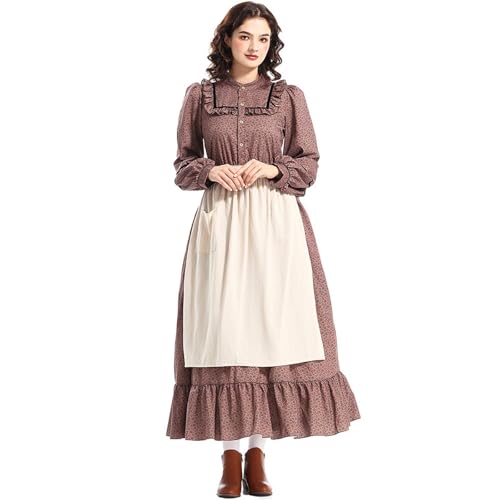 YOSUWOAI Frauen Präriekleid Kleid Erwachsene Historisches 19. Jahrhundert Kleid Mittelalter Renaissancekleid Langarm Damen Pioneer Prärie Blumenkleid Kostüm mit Schürze und Motorhaube YOSUWOAI Frauen Präriekleid Kleid Erwachsene Historisches 19. Jahrhundert Kleid Mittelalter Renaissancekleid Langarm Damen Pioneer Prärie Blumenkleid Kostüm mit Schürze und Motorhaube von YOSUWOAI