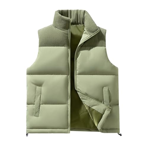 YOSUWOAI Gepolsterte Weste für Herren Winter Warm Bodywarmer Stehkragen Daunenweste Verdickte Steppweste Ärmellose Winterweste Outdoor Puffer Weste Einfarbige Übergangsweste von YOSUWOAI