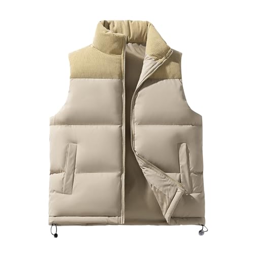 YOSUWOAI Gepolsterte Weste für Herren Winter Warm Bodywarmer Stehkragen Daunenweste Verdickte Steppweste Ärmellose Winterweste Outdoor Puffer Weste Einfarbige Übergangsweste von YOSUWOAI