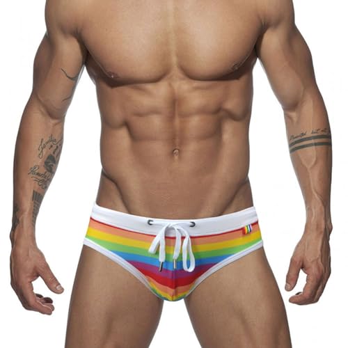 YOSUWOAI Herren Badeslip Regenbogen Badehose Sommer Slip Eng Kurz Schwimmhose Sexy Bunt Badeshorts Rainbow Streifen Badehose Wassersport Surfshorts Schnelltrockend Strandshorts YOSUWOAI Herren Badeslip Regenbogen Badehose Sommer Slip Eng Kurz Schwimmhose Sexy Bunt Badeshorts Rainbow Streifen Badehose Wassersport Surfshorts Schnelltrockend Strandshorts von YOSUWOAI