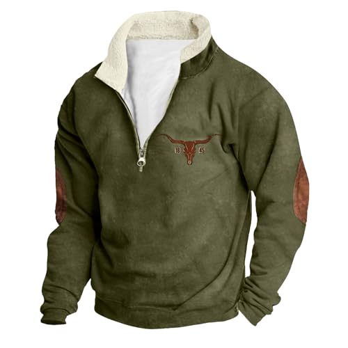 YOSUWOAI Herren Jagd Hirsch Bedruckte Sweatshirt mit 1/4 Knopfleiste Langarm Pullover Vintage Winter Oberteile mit Stehkragen Loose fit Winterpullover Oversized Arbeitspullover YOSUWOAI Herren Jagd Hirsch Bedruckte Sweatshirt mit 1/4 Knopfleiste Langarm Pullover Vintage Winter Oberteile mit Stehkragen Loose fit Winterpullover Oversized Arbeitspullover von YOSUWOAI