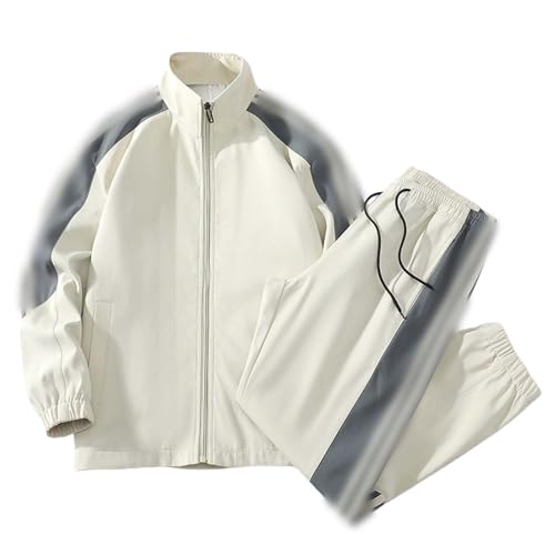 YOSUWOAI Herren Jogginganzug Zweiteiliger Stehkragen Sportjacke Lang Sporthose Set Loose fit Trainingsanzug Bequem Sportanzug Fitness Streetwear Tracksuit mit Bomberjacke und Jogginghose von YOSUWOAI