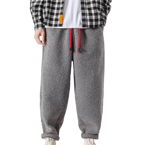 YOSUWOAI Herren Jogginghose Herren Fleece Gefüttert Cordhose Bequem Weich Sweathose Teddy Plüsch Trainingshose Cord Lange Sport Hose Gepolstert Fleecehose Verdickte Sweatpants von YOSUWOAI