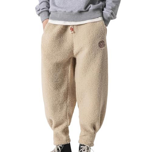 YOSUWOAI Herren Jogginghose Herren Fleece Gefüttert Cordhose Bequem Weich Sweathose Teddy Plüsch Trainingshose Cord Lange Sport Hose Gepolstert Fleecehose Verdickte Sweatpants von YOSUWOAI