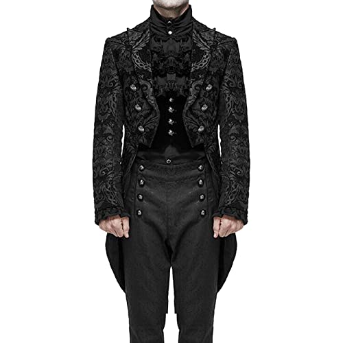 YOSUWOAI Herren Mittelalter Frack Steampunk Vintage Jacke Gothic Viktorianischen Gehrock Karneval Kostüm Hochzeit Mantel Schwarz Gold Renaissance Uniform Lang Smoking Jacke YOSUWOAI Herren Mittelalter Frack Steampunk Vintage Jacke Gothic Viktorianischen Gehrock Karneval Kostüm Hochzeit Mantel Schwarz Gold Renaissance Uniform Lang Smoking Jacke von YOSUWOAI