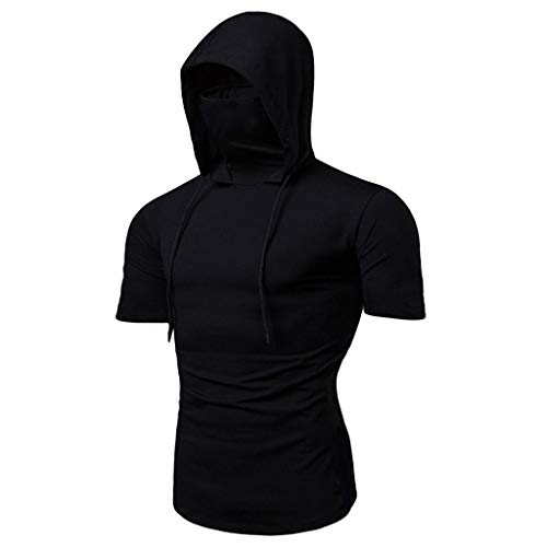 YOSUWOAI Herren Ninja Hoodies mit Maske Langarm Sweatshirts High Neck Slim Fit Pull Sport Hooded Top Bequem Winterpullover Warm Pullover Sweater mit Kapuze Einfarbige Kapuzenpulli von YOSUWOAI