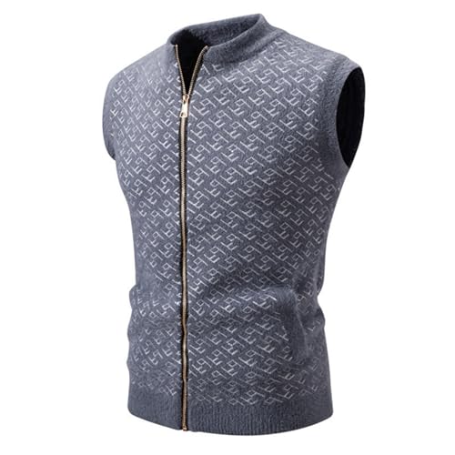 YOSUWOAI Herren Pullunder V-Ausschnitt Strickweste Slim Fit Ärmellose Pulloverweste mit Reißverschluss Bequem Weich Knitted Weste Winter Dicke Thermo Sportweste Kuschelig Frezeitweste von YOSUWOAI