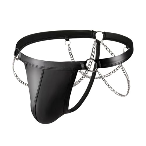 YOSUWOAI Herren String Mini Slip Lack Leder Bikini Brief Männer Unterwäsche Erotik Slips Hot Pants Unterhose Thongs mit Kette Kunstleder Clubwear Wetlook Jockstrap String Tanga YOSUWOAI Herren String Mini Slip Lack Leder Bikini Brief Männer Unterwäsche Erotik Slips Hot Pants Unterhose Thongs mit Kette Kunstleder Clubwear Wetlook Jockstrap String Tanga von YOSUWOAI