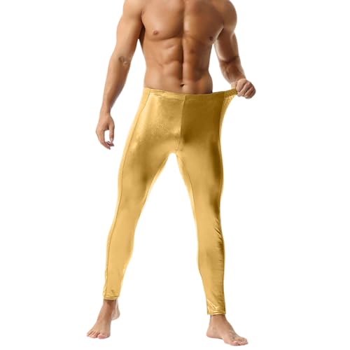 YOSUWOAI Herren Strumpfhosen Glänzend Leggings Männer Hoher Taille Lang Hose Bequem Feinstrumpfhose Elastische Enge Fitness Hose Atmungsaktiv Sport Freizeithose Weich Sporthose von YOSUWOAI