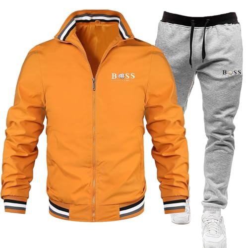 YOSUWOAI Herren Trainingsanzug Langarm Stehkragen Bomberjacke mit Reißverschluss Baggy Jogginghose Set Winter Warm Sportanzug Outdoor Übergangs Sportset Casual Jogginganzug Winter Tracksuit von YOSUWOAI