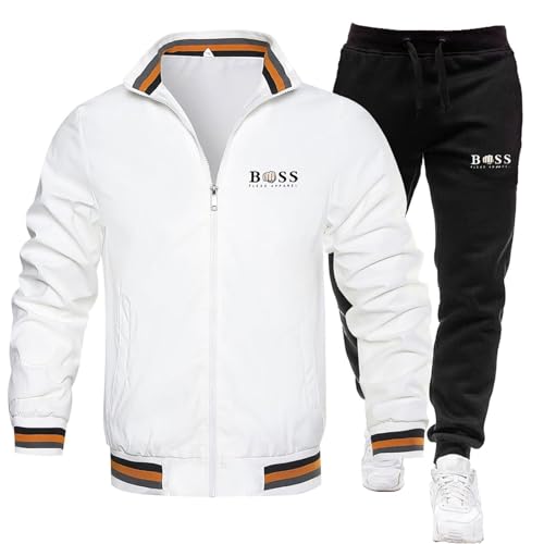 YOSUWOAI Herren Trainingsanzug Langarm Stehkragen Bomberjacke mit Reißverschluss Baggy Jogginghose Set Winter Warm Sportanzug Outdoor Übergangs Sportset Casual Jogginganzug Winter Tracksuit von YOSUWOAI