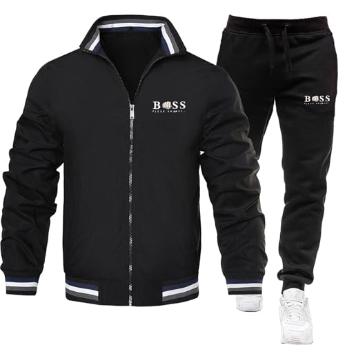 YOSUWOAI Herren Trainingsanzug Langarm Stehkragen Bomberjacke mit Reißverschluss Baggy Jogginghose Set Winter Warm Sportanzug Outdoor Übergangs Sportset Casual Jogginganzug Winter Tracksuit von YOSUWOAI