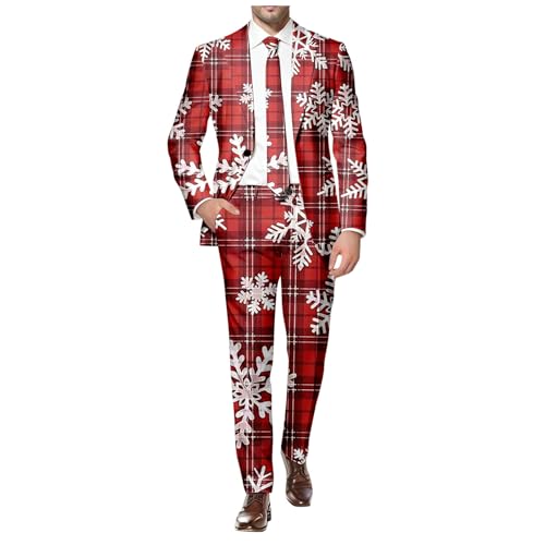 YOSUWOAI Herren Weihnachtsblazer Weihnachten Sakko Lustige Weihnachtsanzug Slim Fit Button Weihnachten Drucke Anzugjacke Party Langarm Anuzgmantel EIN-Knopf Weihnachtssakko Xmas Kostüm von YOSUWOAI