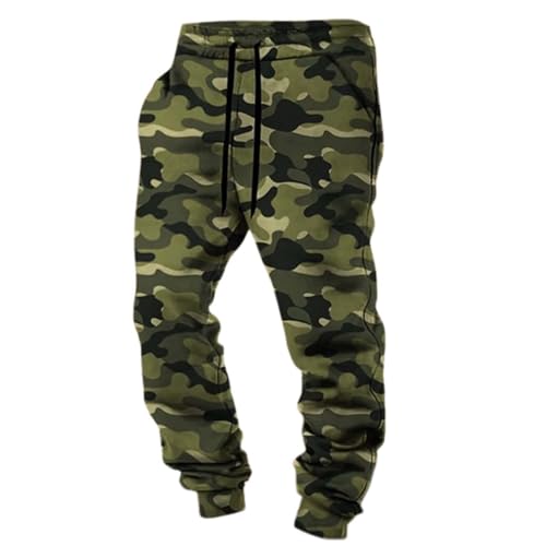 YOSUWOAI Jogginghose Herren Camouflage Trainingshose Gepolstert Warm Cargohose Loose Fit Sporthose Outdoor Arbeitshosen Gym Fitness Laufen Sweatpants Vintage Freizeit mit Taschen von YOSUWOAI
