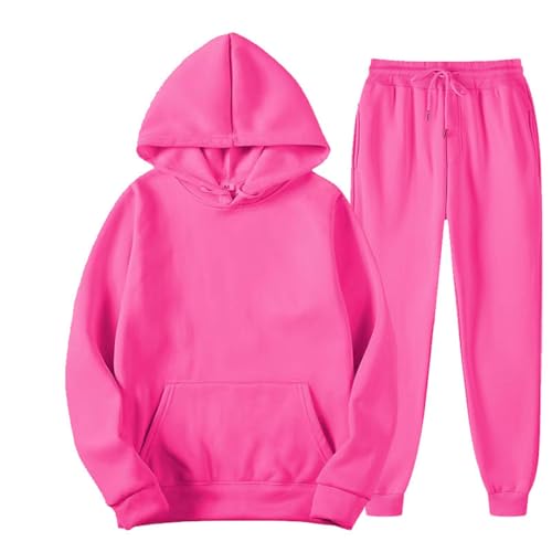 YOSUWOAI Männer und Frauen Sport Set Winter Fleece Thermo Jogginganzug Einfarbige Sportanzug Loose Kapuzenpullover Beam Feet Sportosen Fitness Trainingsanzug Zweiteiler Sweatpants Anzug von YOSUWOAI