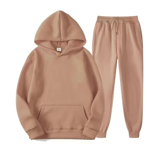 YOSUWOAI Männer und Frauen Sport Set Winter Fleece Thermo Jogginganzug Einfarbige Sportanzug Loose Kapuzenpullover Beam Feet Sportosen Fitness Trainingsanzug Zweiteiler Sweatpants Anzug von YOSUWOAI