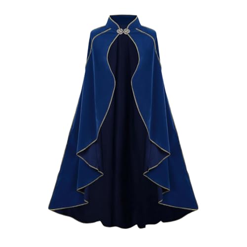 YOSUWOAI Mittelalterlicher Damen Umhang mit Stehkragen Luxuriöser Samt Umhang für Unisex Klassischer Mittelalter Cape Männer LARP Kleidung Wikinger Cosplay Halloween Karneval Umhänge von YOSUWOAI