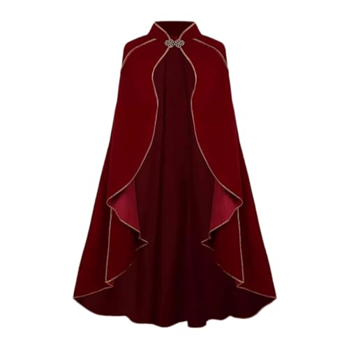 YOSUWOAI Mittelalterlicher Damen Umhang mit Stehkragen Luxuriöser Samt Umhang für Unisex Klassischer Mittelalter Cape Männer LARP Kleidung Wikinger Cosplay Halloween Karneval Umhänge von YOSUWOAI