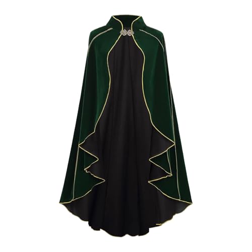 YOSUWOAI Mittelalterlicher Damen Umhang mit Stehkragen Luxuriöser Samt Umhang für Unisex Klassischer Mittelalter Cape Männer LARP Kleidung Wikinger Cosplay Halloween Karneval Umhänge von YOSUWOAI