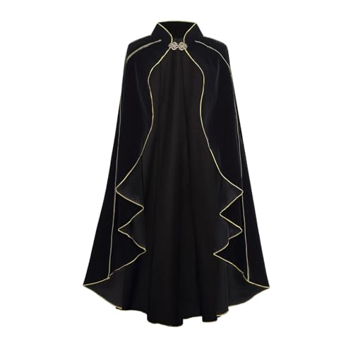 YOSUWOAI Mittelalterlicher Damen Umhang mit Stehkragen Luxuriöser Samt Umhang für Unisex Klassischer Mittelalter Cape Männer LARP Kleidung Wikinger Cosplay Halloween Karneval Umhänge von YOSUWOAI