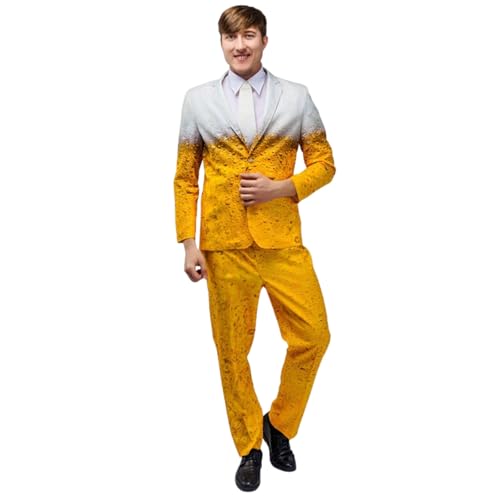 YOSUWOAI Party Bier Kostüm Cosplay Bieranzug Bierfest Bayernn Bier Outfit Oktoberfest Bieranzug Lustiges Faschingskostüme Deutsches Bayerisches Festival Outfit Mottoparty Bierkostüm von YOSUWOAI