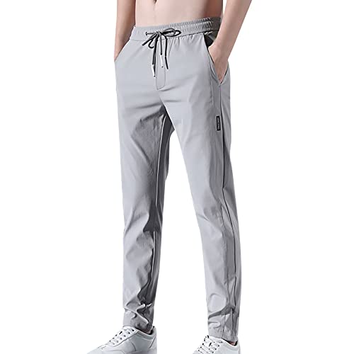 YOSUWOAI Schnell trocknende Sommer Hose für Herren Eisseide Business-Hose Leichte Atmungsaktiv Sporthose Baggy Jogginghose mit Tasche Bequem Weich Trainingshose Dünne Sommerhose von YOSUWOAI