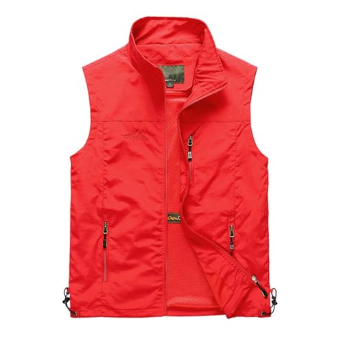 YOSUWOAI Sommerweste Herren Leicht Outdoor Weste Sommer Anglerweste Ohne Ärmel Jagdweste Camping Arbeitsweste Atmungsaktiv Sport Multifunktionsweste Dünne Softshelljacke mit Multi Taschen von YOSUWOAI