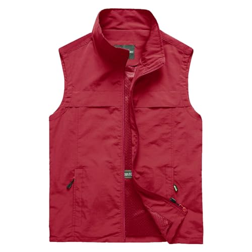 YOSUWOAI Sommerweste Herren Leicht Outdoor Weste Sommer Anglerweste Ohne Ärmel Jagdweste Camping Arbeitsweste Atmungsaktiv Sport Multifunktionsweste Dünne Softshelljacke mit Multi Taschen von YOSUWOAI