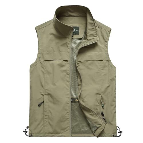 YOSUWOAI Sommerweste Herren Leicht Outdoor Weste Sommer Anglerweste Ohne Ärmel Jagdweste Camping Arbeitsweste Atmungsaktiv Sport Multifunktionsweste Dünne Softshelljacke mit Multi Taschen von YOSUWOAI