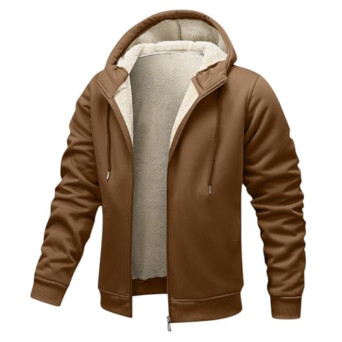 YOSUWOAI Sweatjacke Herren mit Kapuze Fleece Gefüttert Kapuzenjacke Langarm Fleecejacke Warme Winterjacke mit Reißverschluss Outdoor Freizeitjacke Einfarbig Kaputzensweatjacke von YOSUWOAI