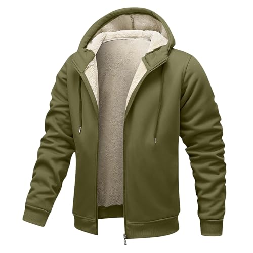 YOSUWOAI Sweatjacke Herren mit Kapuze Fleece Gefüttert Kapuzenjacke Langarm Fleecejacke Warme Winterjacke mit Reißverschluss Outdoor Freizeitjacke Einfarbig Kaputzensweatjacke von YOSUWOAI