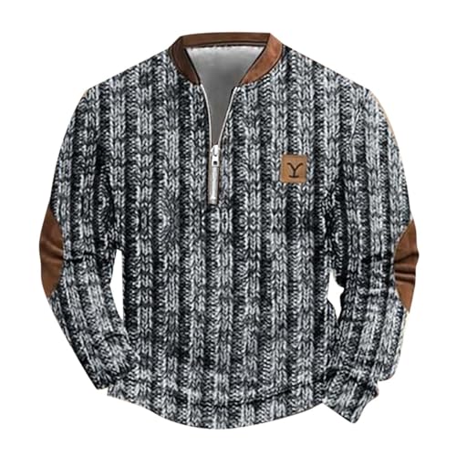 YOSUWOAI Sweatshirt Herren Ellenbogen Verbindung Langarm Strickpullover mit Half Zip Oversize Grobstrick Pullover Winter Thermo Bequem Gestrickter Sweater Lockere Winterpullover Weich Pulli YOSUWOAI Sweatshirt Herren Ellenbogen Verbindung Langarm Strickpullover mit Half Zip Oversize Grobstrick Pullover Winter Thermo Bequem Gestrickter Sweater Lockere Winterpullover Weich Pulli von YOSUWOAI
