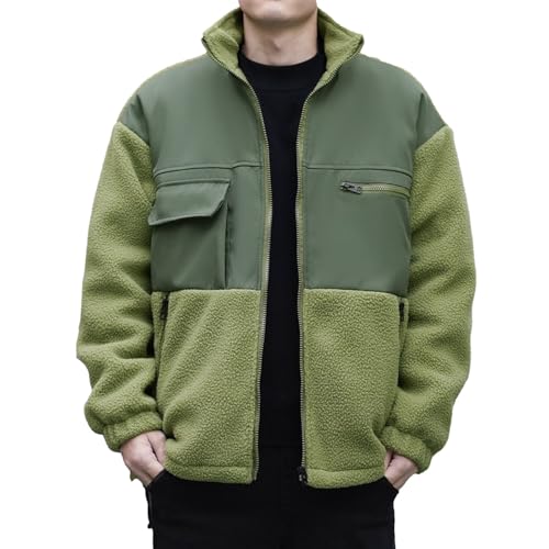 YOSUWOAI Teddy Fleecejacke Herren Outdoor Winterjacke Zipper Winter Sweatshirt Jacke Fleece Weich Übergangsjacke Loose fit Fleecemantel Ohne Kapuze Wintermantel Bequem Casual Outdoorjacke von YOSUWOAI