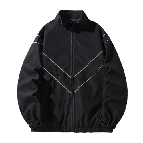 YOSUWOAI Windbreaker Herren Oversize Wasserdicht Regenjacke Y2K Teenager Vintage Stehkragen Übergangsjacke Patchwork Farbblock College Jacke Atmungsaktiv Softshelljacke Leichte Loose Winterjacke von YOSUWOAI
