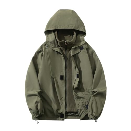 YOSUWOAI Winterjacke Herren Winddichte Warme Übergangsjacke Lockere Passform Outdoorjacke mit Abnehmbarer Kapuze Einfarbige Softshelljacke mit Reißverschluss Winter Skijacke Bequem Snowboardjacke von YOSUWOAI