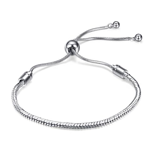 YOTHIWAD 3MM Kette Armband für Damen, Verstellbare Schlange Kette Armband Charm Armband Geburtstag Weihnachten DIY Schmuck Geschenk für Damen Frauen Mädchen von YOTHIWAD