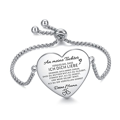 YOTHIWAD An Meine Tochter Armband, Inspirierend Armband mit Gravur für Tochter, Personalisierte Geschenke an Tochter von Papa Mama Graduierung Geburtstagsgeschenk für Tochter von YOTHIWAD