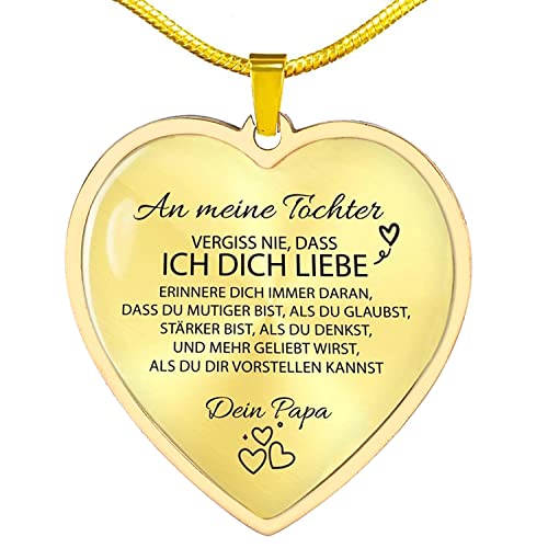 YOTHIWAD An Meine Tochter Kette mit Spruch von Papa,Herz Anhänger Kette,Halskette Tochter,Schmuck Geburtstag Graduierung Geschenke für Tochter von Papa(Gold ) von YOTHIWAD