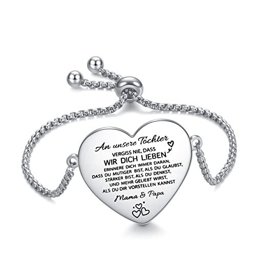 YOTHIWAD An Unsere Tochter Armband, Inspirierend Armband mit Gravur für Tochter, Personalisierte Geschenke an Tochter von Papa Mama Graduierung Geburtstagsgeschenk für Tochter von YOTHIWAD
