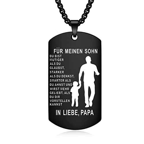 YOTHIWAD Halskette für Meinen Sohn Dog Tag Kette An Meinen Sohn Halskette mit Gravur Inspirierend Text Geschenk für Sohn von Mama Papa von YOTHIWAD