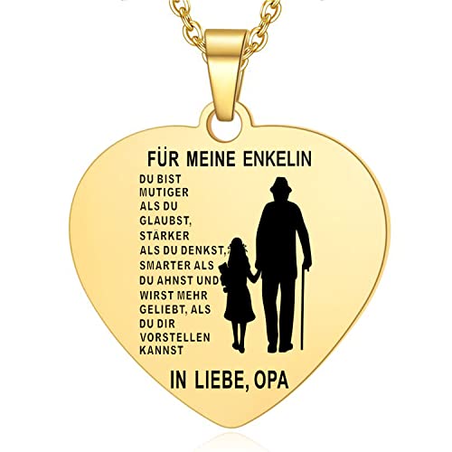 YOTHIWAD Halskette Enkelin herz anhänger Enkelin Kette mit inspirierendem Text an meine Enkelin Halskette Schmuck Geschenke für Enkelin von Oma Opa von YOTHIWAD