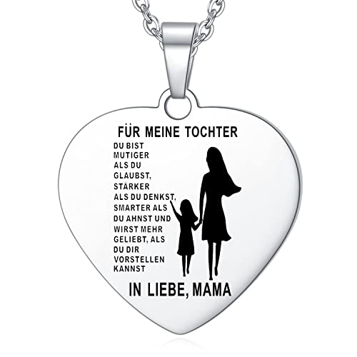 YOTHIWAD Halskette Tochter herz anhänger Tochter Kette mit inspirierendem Text an meine tochter Halskette Schmuck Geschenke für Tochter von Mama Papa von YOTHIWAD