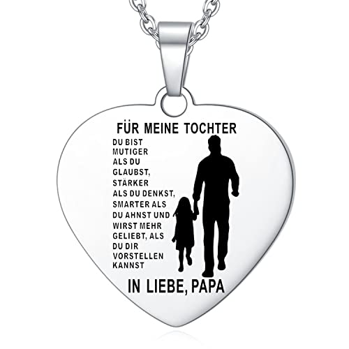 YOTHIWAD Halskette Tochter herz anhänger Tochter Kette mit inspirierendem Text an meine tochter Halskette Schmuck Geschenke für Tochter von Mama Papa von YOTHIWAD