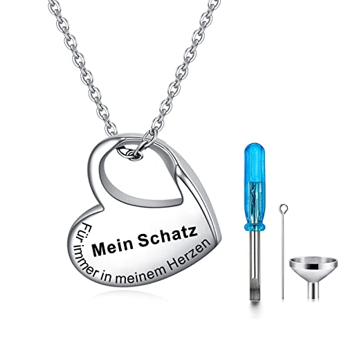 YOTHIWAD Herz Urne Halskette für Asche,Urne Kette mit Gravur für Immer in Meinem Herzen Edelstahl Asche Schmuck Memorial Anhänger für geliebte Menschen mit Füllung Kit(Mein Schatz) von YOTHIWAD