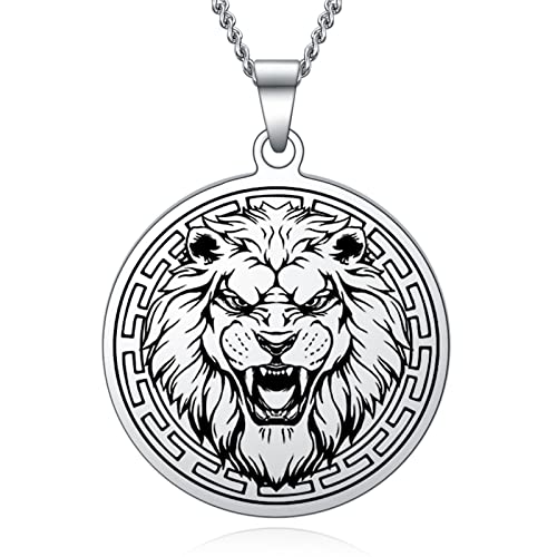 YOTHIWAD Löwe kette Herren Edelstahl Kette mit Löwe Anhänger Geschenk für Papa Freund Geburtstag Weihnachten von YOTHIWAD